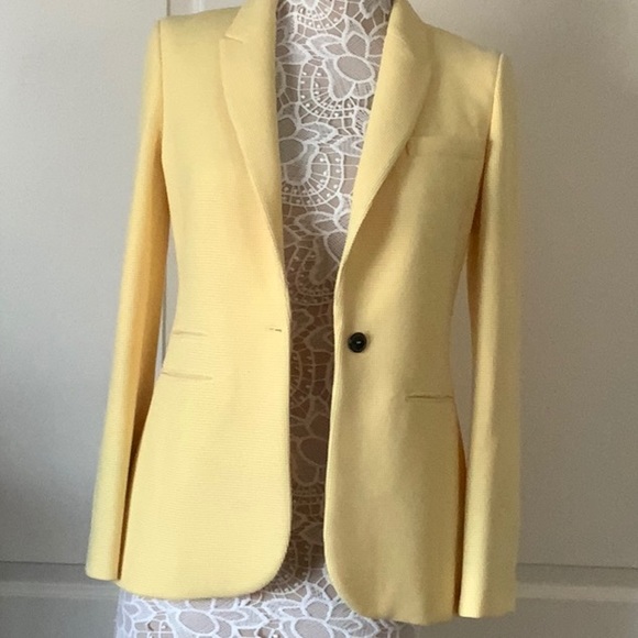Zara Yellow Textured Knit SingleButton Blazer Sz S - Picture 4 of 10